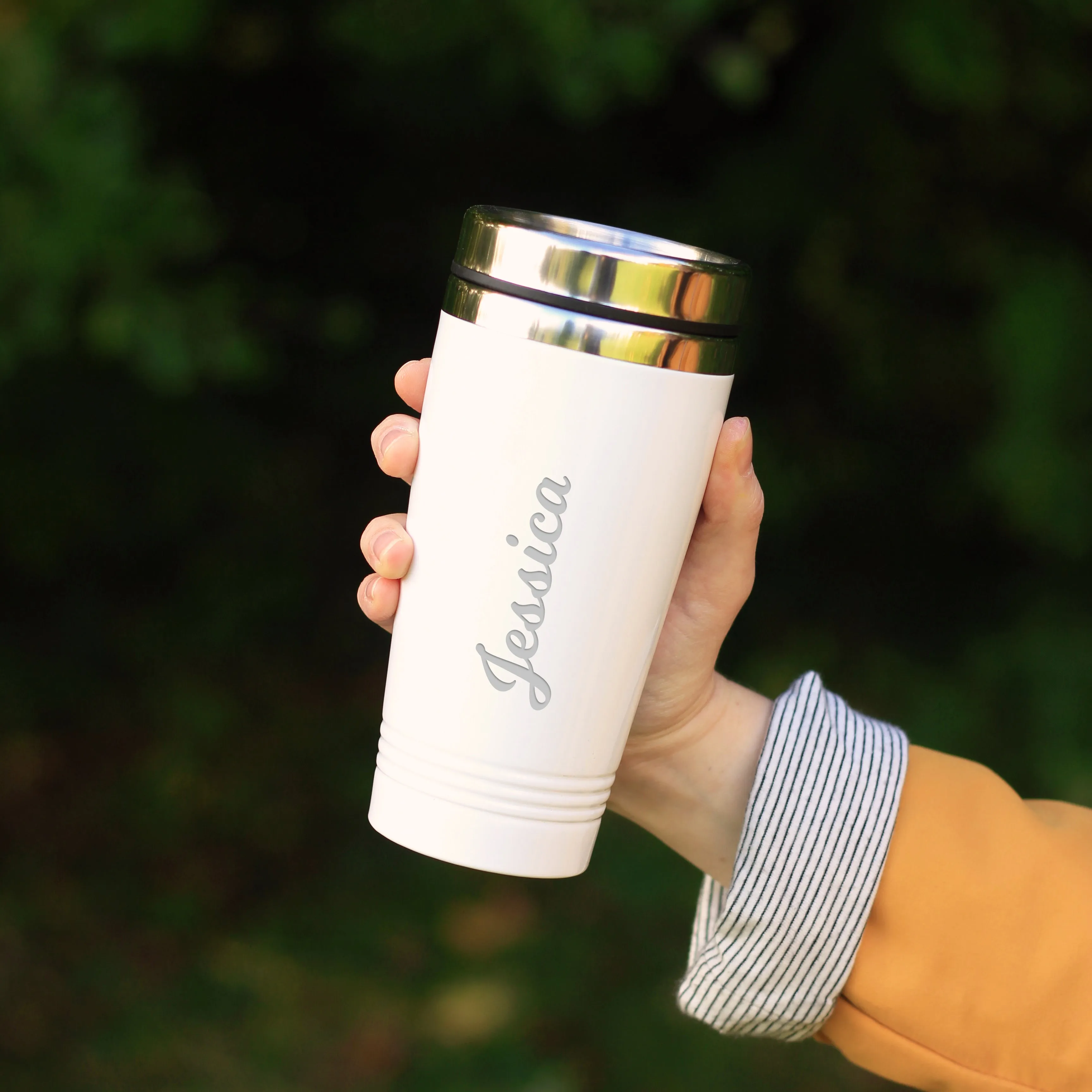 Personalised Stainless Steel Insulated Travel Flask Mug