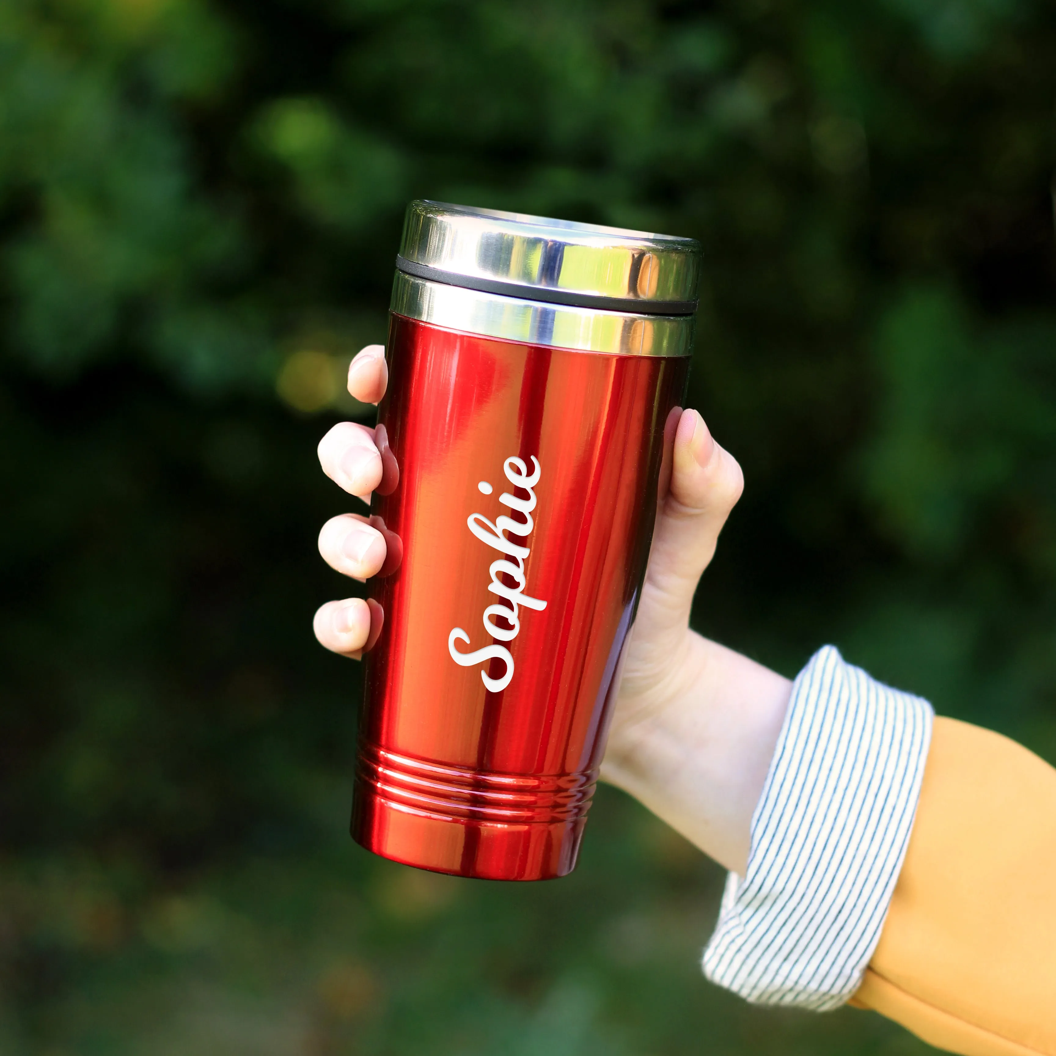 Personalised Stainless Steel Insulated Travel Flask Mug