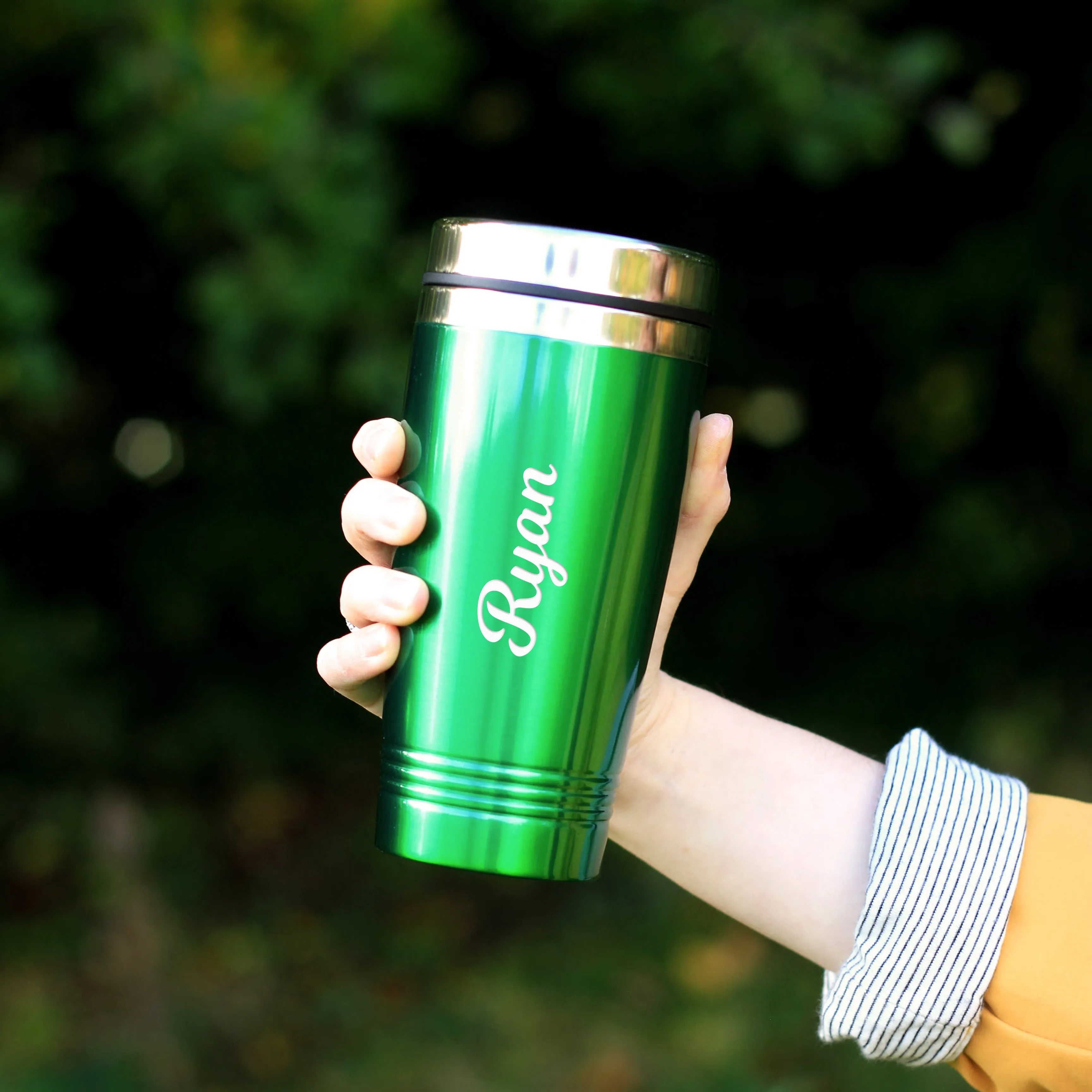 Personalised Stainless Steel Insulated Travel Flask Mug