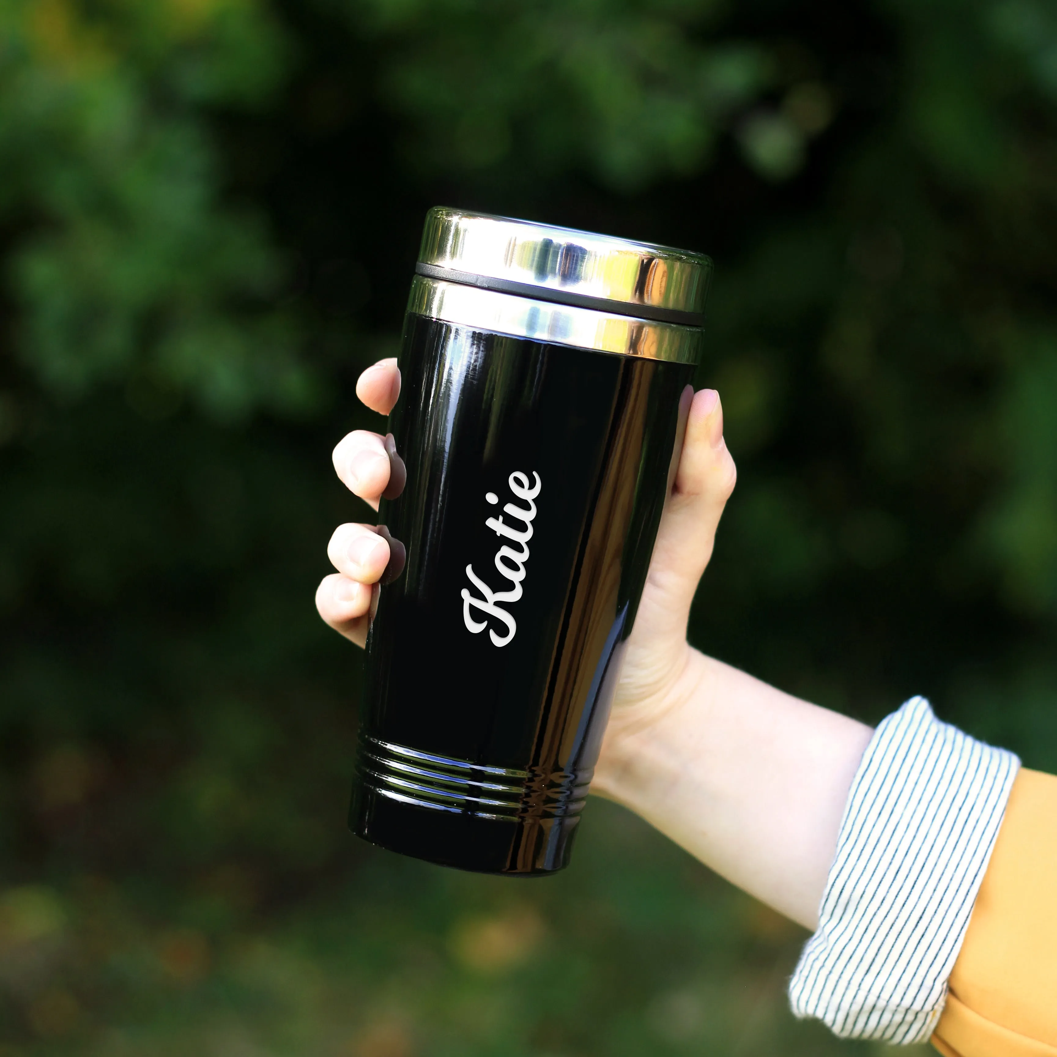 Personalised Stainless Steel Insulated Travel Flask Mug