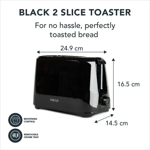 Pifco Black 2 Slice Toaster