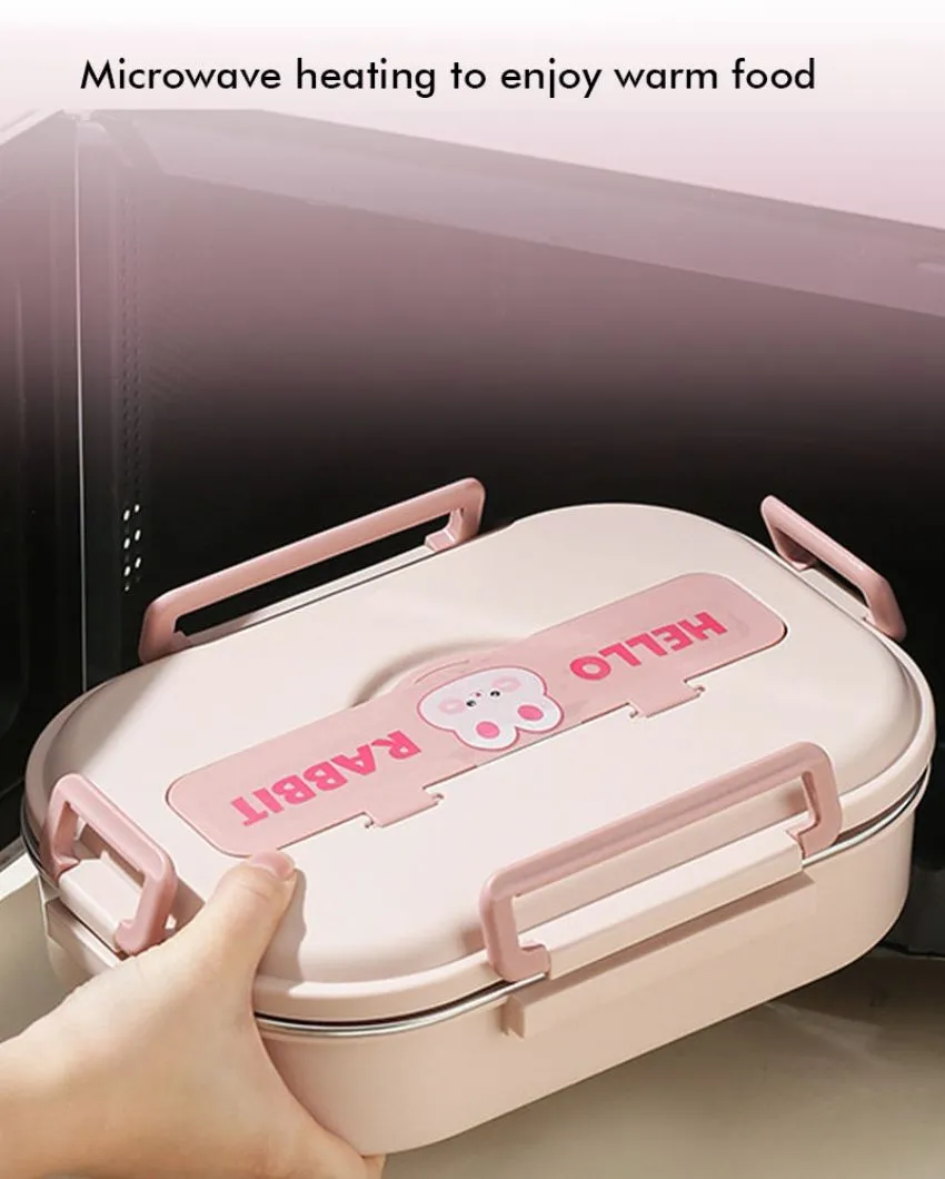 Pink Rabbit Kids Lunch Tiffin Box with Insulated Cover