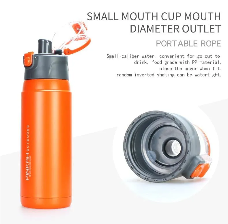 PINKAH 650ML Thermo Mug Stainless Steel Vacuum Flasks Sport Style Insulated Outdoor Water Bottle Thermos
