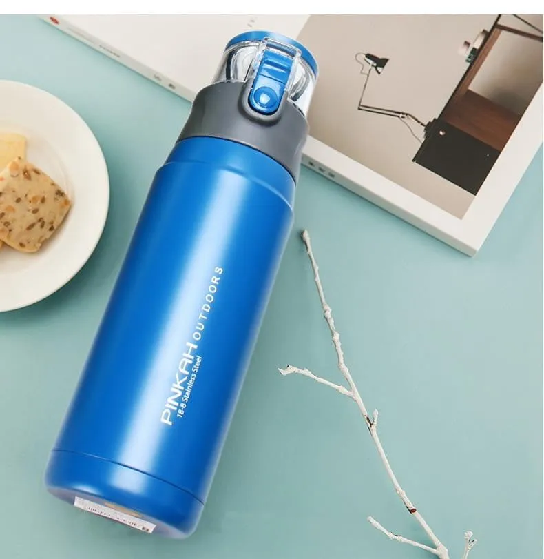 PINKAH 650ML Thermo Mug Stainless Steel Vacuum Flasks Sport Style Insulated Outdoor Water Bottle Thermos