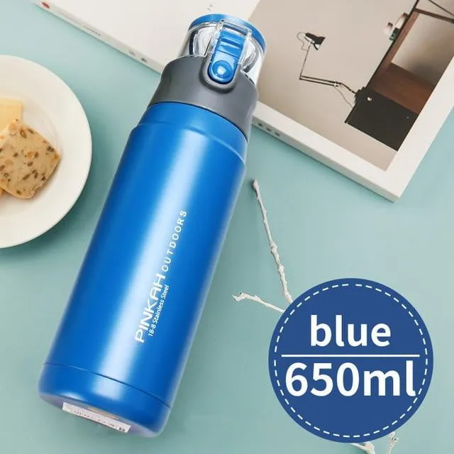 PINKAH 650ML Thermo Mug Stainless Steel Vacuum Flasks Sport Style Insulated Outdoor Water Bottle Thermos