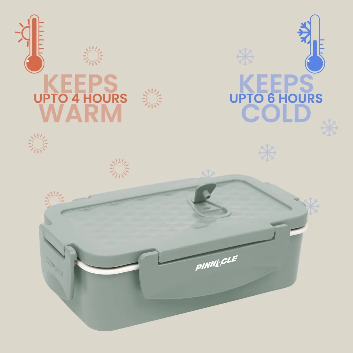 Pinnacle Prata Stainless Steel Insulated Lunch Box (750ml) | Lunch Box for Kids & Office Women | Leak Proof Lunch Box | Tiffin Box | Lunch Boxes for Office Men | Keeps Warm for 4hrs | Blue (Green)