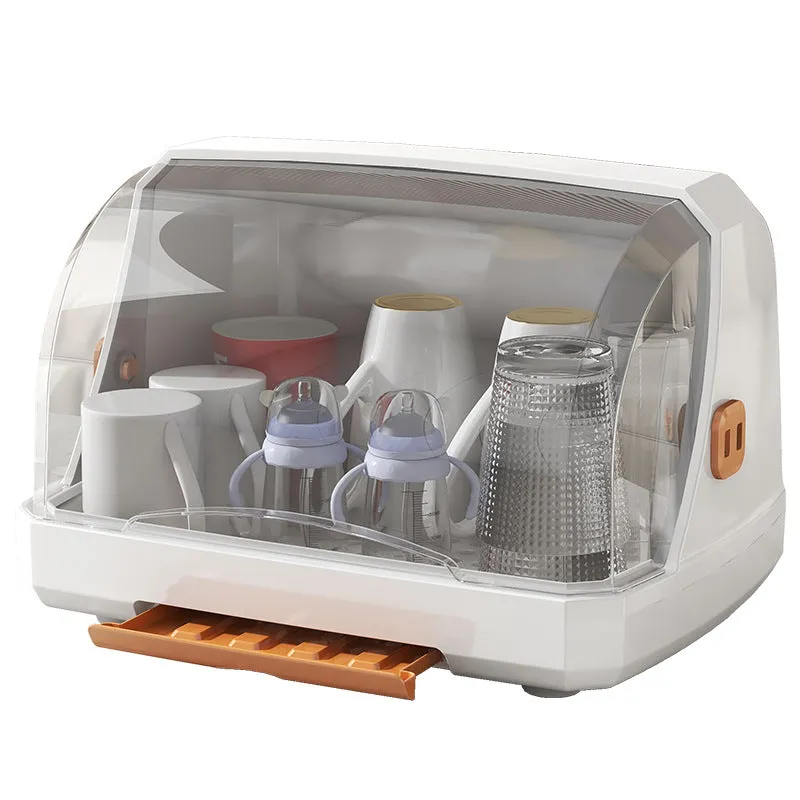 Plastic Dustproof Cup Storage Box With Draining Tray