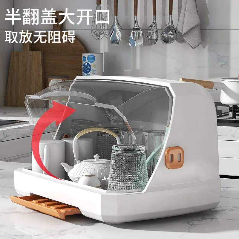 Plastic Dustproof Cup Storage Box With Draining Tray