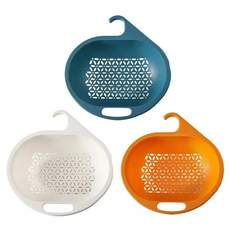 Plastic Fruit Vegetable Wash Drain Basket, Plastic Organizer Basket With Hook, Storage Container, Sink Hanging Drain Basket, Kitchen Storage Sink Shelf, Silicone Storage Basket Bag, Adjustable Holder For Sink