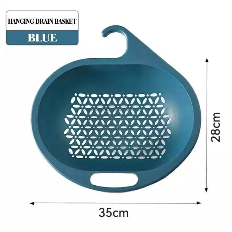 Plastic Fruit Vegetable Wash Drain Basket, Plastic Organizer Basket With Hook, Storage Container, Sink Hanging Drain Basket, Kitchen Storage Sink Shelf, Silicone Storage Basket Bag, Adjustable Holder For Sink