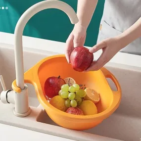 Plastic Fruit Vegetable Wash Drain Basket, Plastic Organizer Basket With Hook, Storage Container, Sink Hanging Drain Basket, Kitchen Storage Sink Shelf, Silicone Storage Basket Bag, Adjustable Holder For Sink