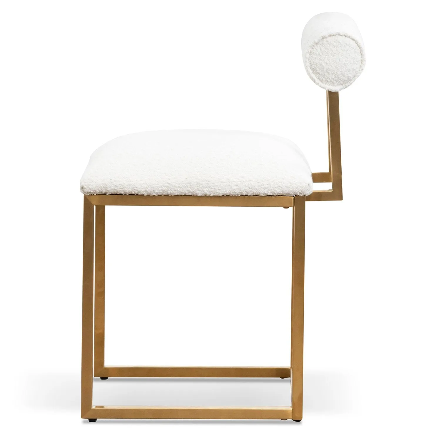 Prato Daisy White Boucle Occasional Chair - Brushed Gold Base