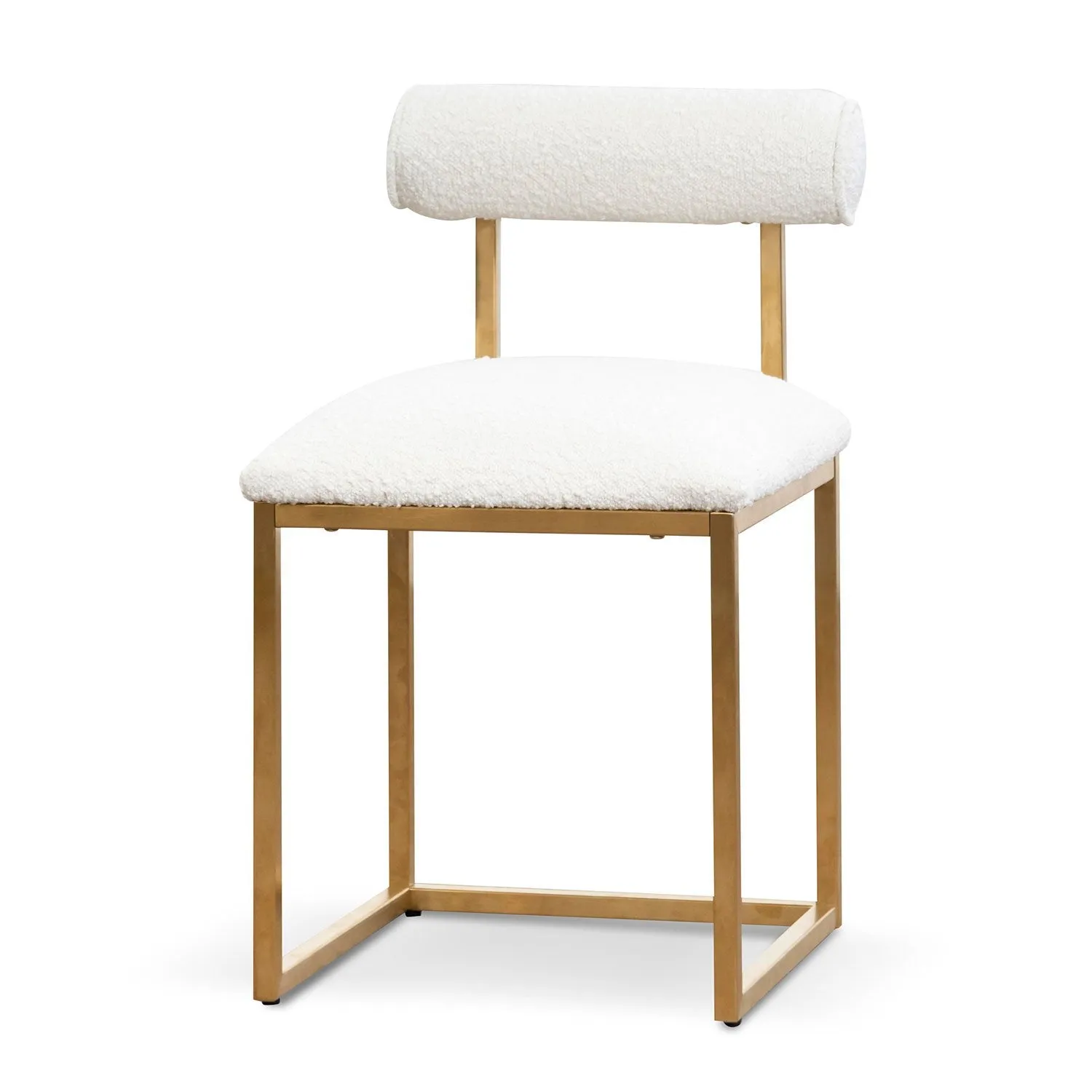 Prato Daisy White Boucle Occasional Chair - Brushed Gold Base