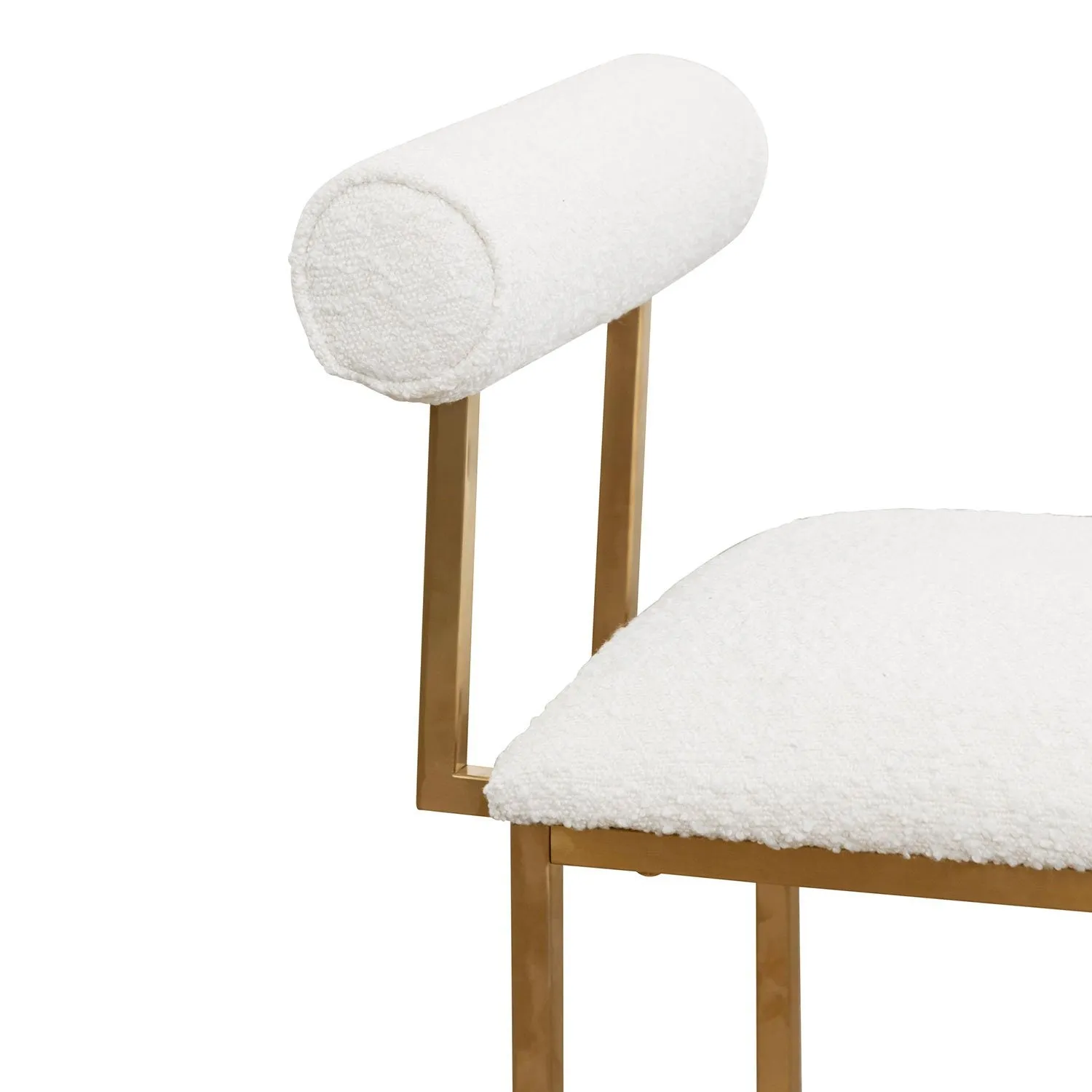 Prato Daisy White Boucle Occasional Chair - Brushed Gold Base