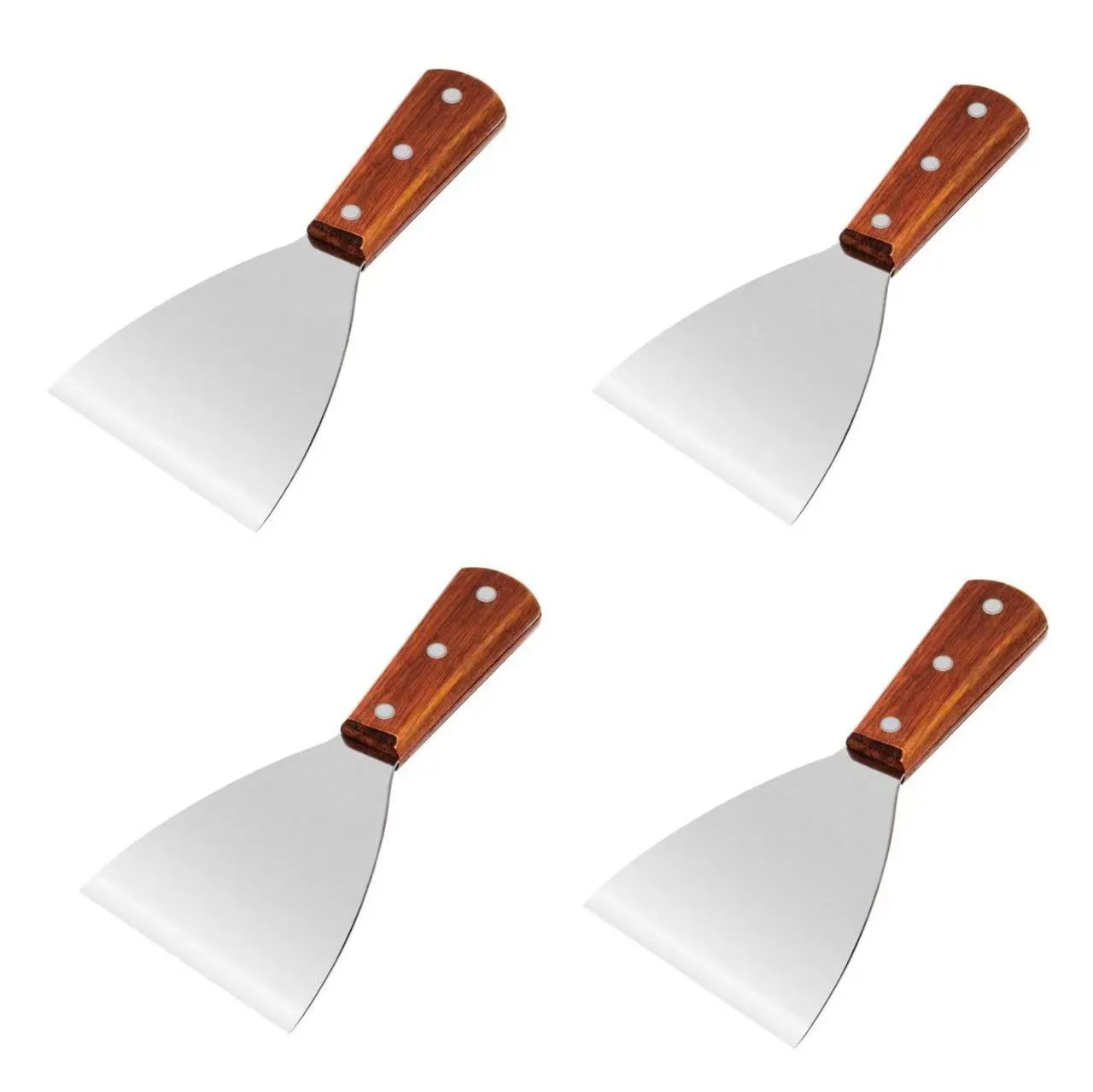 Professional Grill Scraper Stainless Steel Blade 4'' with Wood Handle
