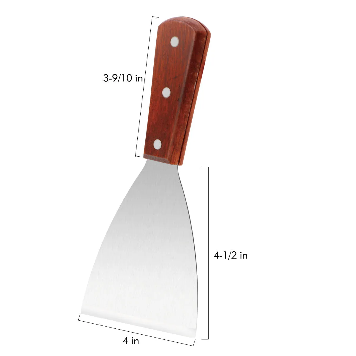 Professional Grill Scraper Stainless Steel Blade 4'' with Wood Handle