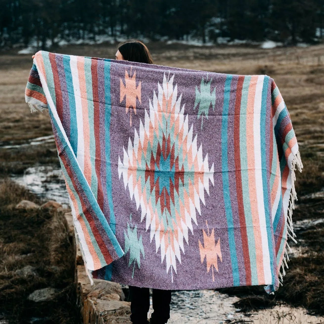 Purple Pastel Aztec Diamond Blanket