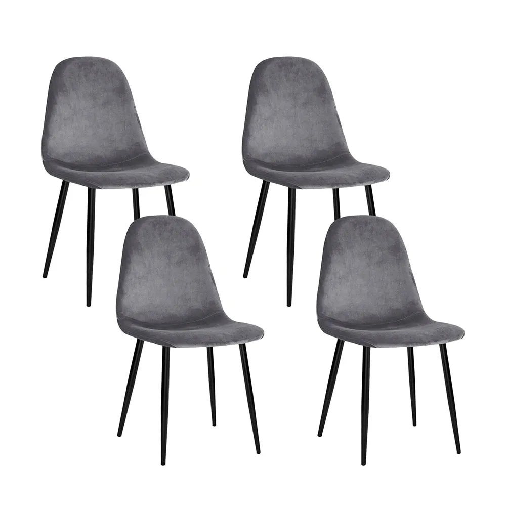 Randy Set of 4 Velvet Curved Slope - Grey