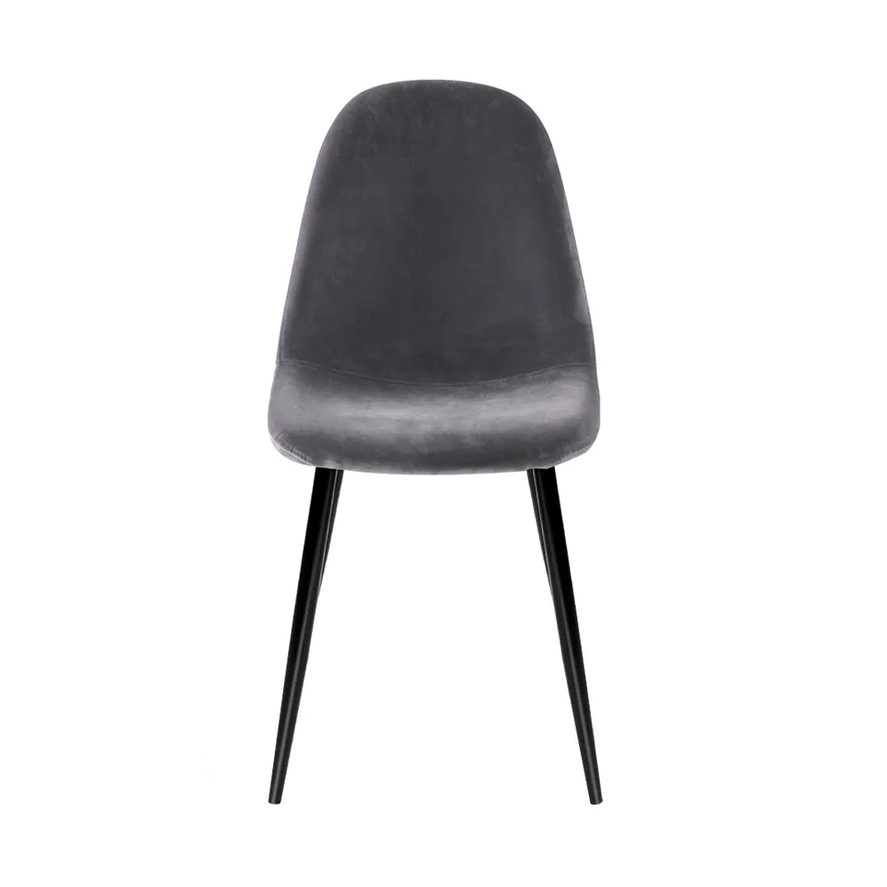 Randy Set of 4 Velvet Curved Slope - Grey