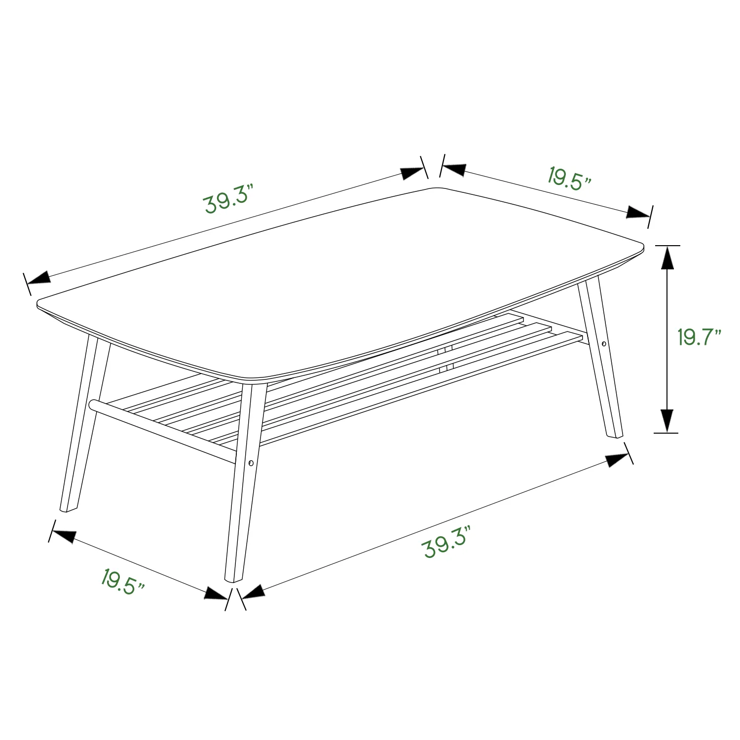 Rectangular Dual Tier Coffee Table - 2 Tiers 39.3", Natural