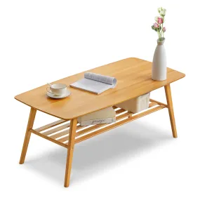 Rectangular Dual Tier Coffee Table - 2 Tiers 39.3", Natural