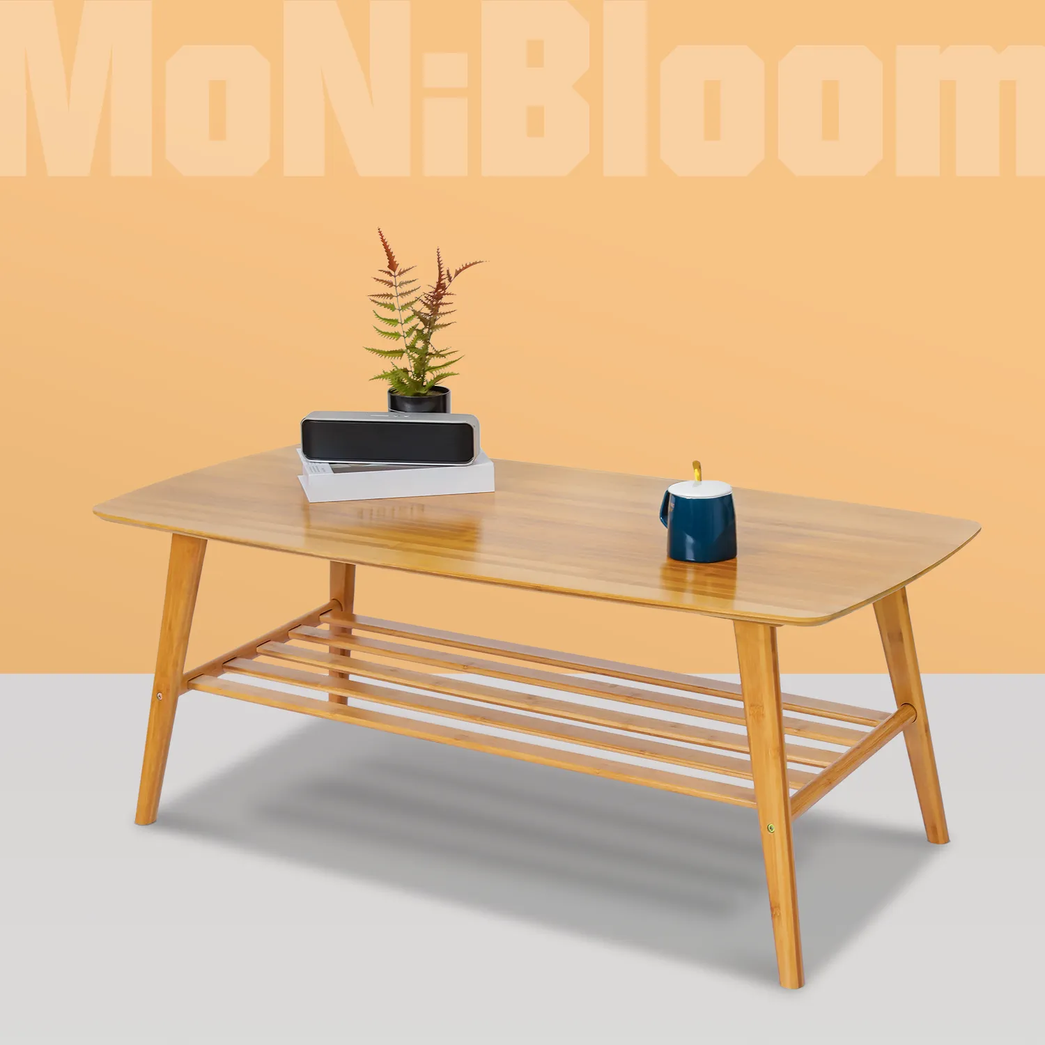 Rectangular Dual Tier Coffee Table - 2 Tiers 39.3", Natural