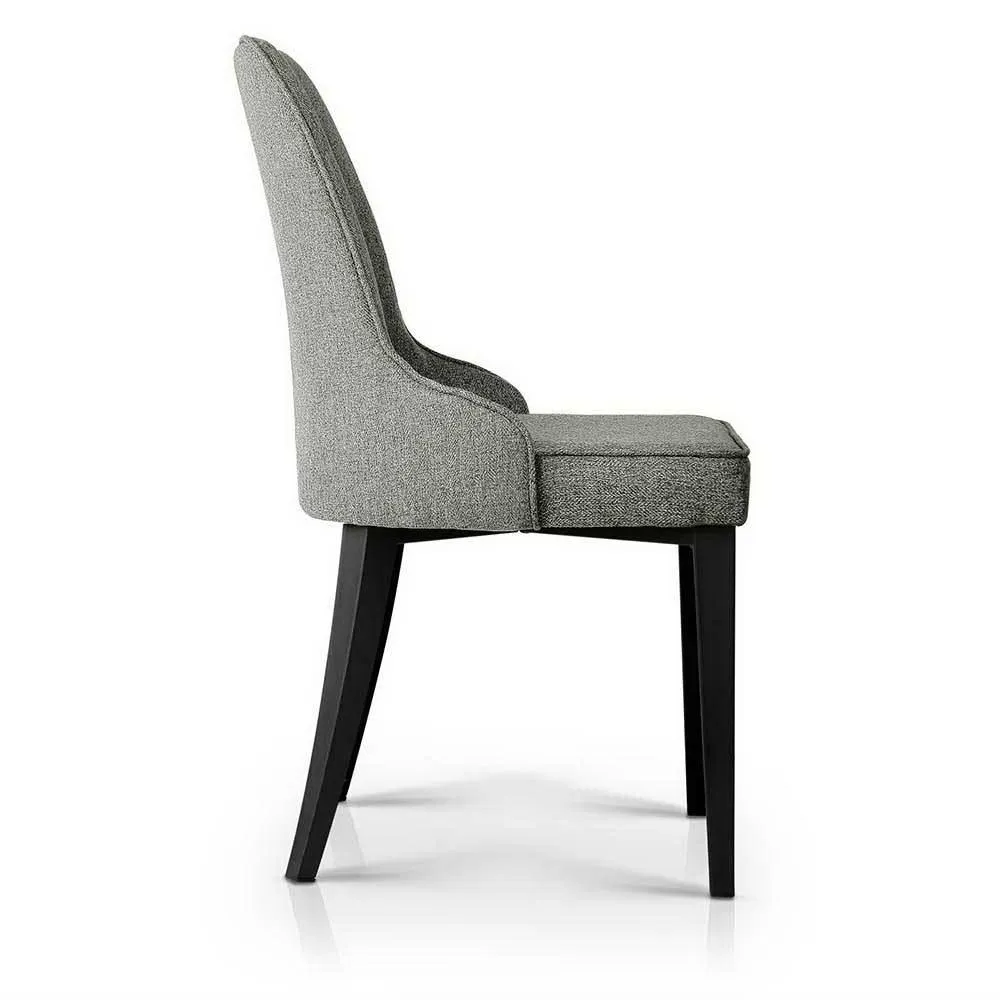 Set of 2 Fabric Dining Chairs - Grey
