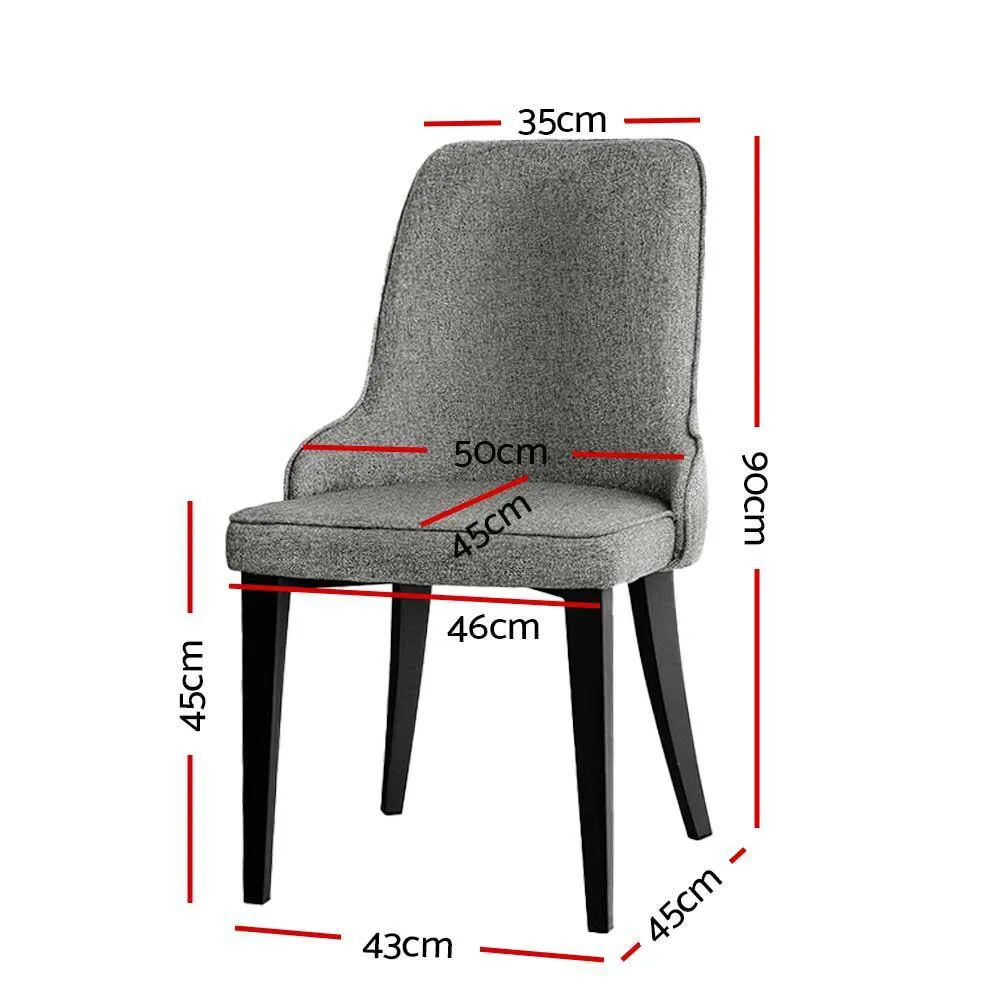 Set of 2 Fabric Dining Chairs - Grey