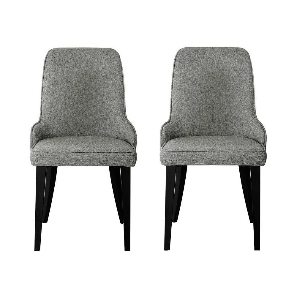 Set of 2 Fabric Dining Chairs - Grey
