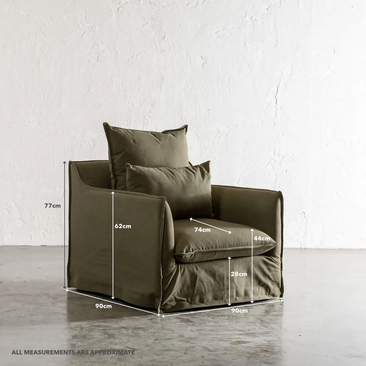 SEVILLA SLIP COVER ARMCHAIR   |  CARBON ASH MARLE