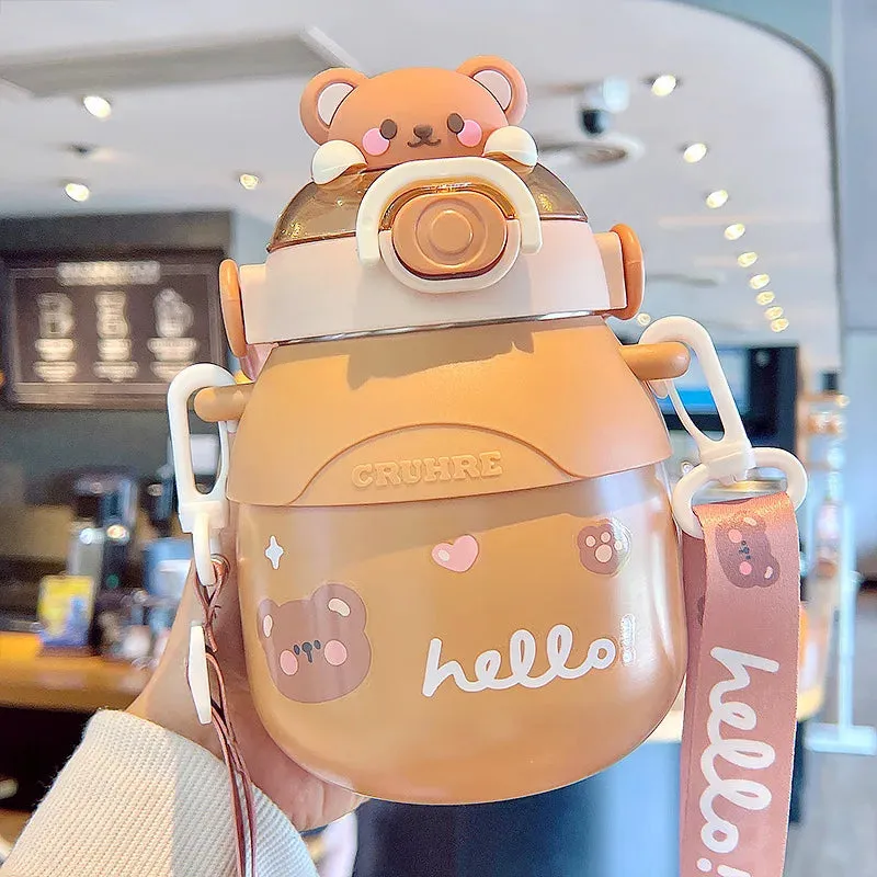 SINOTAO  -  Cartoon Vacuum Flasks Large Capacity Insulation Cup Outdoor Kawaii Kid Tumbler Cute Water Bottle For Girl Portable Straw Thermos
