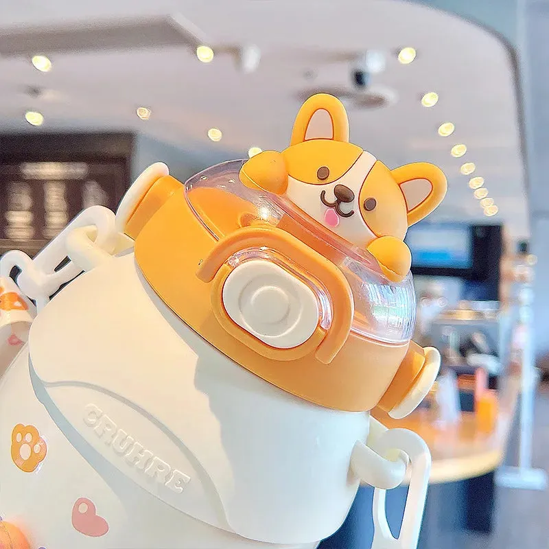 SINOTAO  -  Cartoon Vacuum Flasks Large Capacity Insulation Cup Outdoor Kawaii Kid Tumbler Cute Water Bottle For Girl Portable Straw Thermos