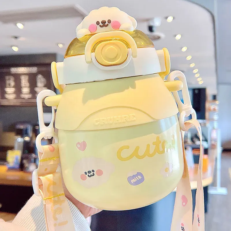 SINOTAO  -  Cartoon Vacuum Flasks Large Capacity Insulation Cup Outdoor Kawaii Kid Tumbler Cute Water Bottle For Girl Portable Straw Thermos
