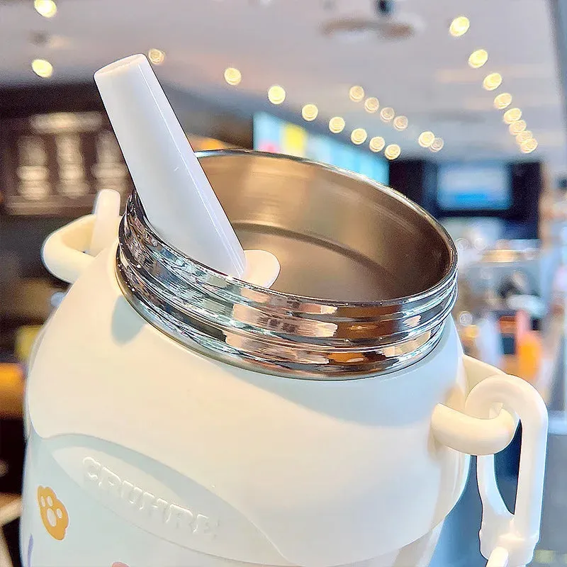 SINOTAO  -  Cartoon Vacuum Flasks Large Capacity Insulation Cup Outdoor Kawaii Kid Tumbler Cute Water Bottle For Girl Portable Straw Thermos