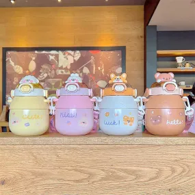 SINOTAO  -  Cartoon Vacuum Flasks Large Capacity Insulation Cup Outdoor Kawaii Kid Tumbler Cute Water Bottle For Girl Portable Straw Thermos