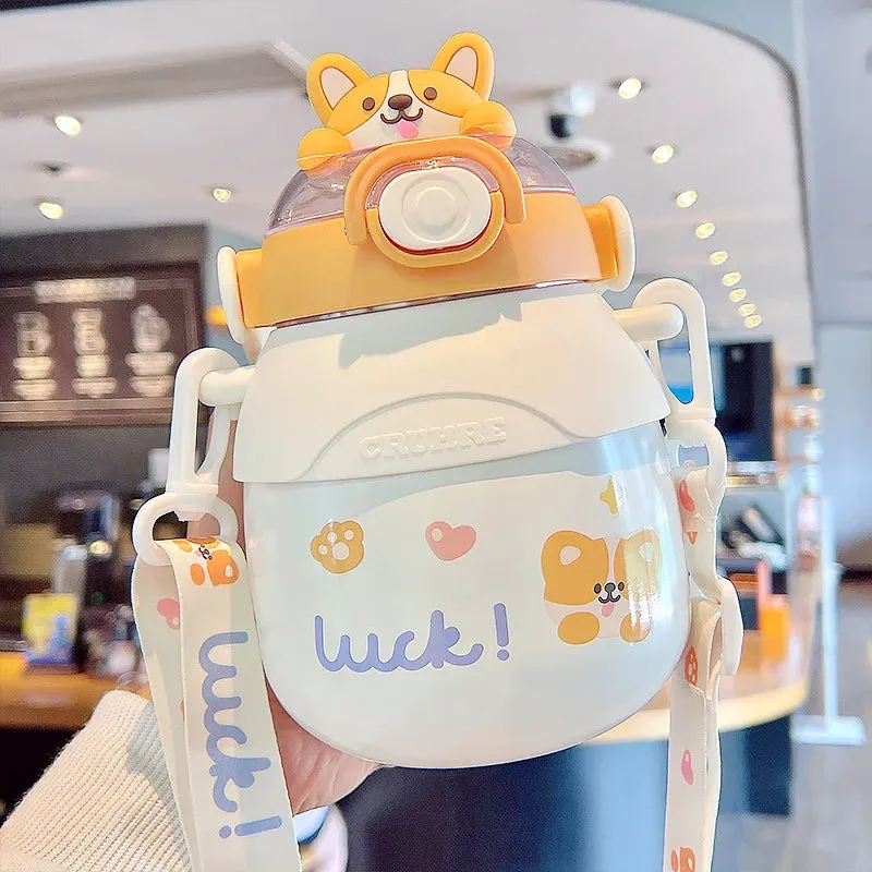 SINOTAO  -  Cartoon Vacuum Flasks Large Capacity Insulation Cup Outdoor Kawaii Kid Tumbler Cute Water Bottle For Girl Portable Straw Thermos