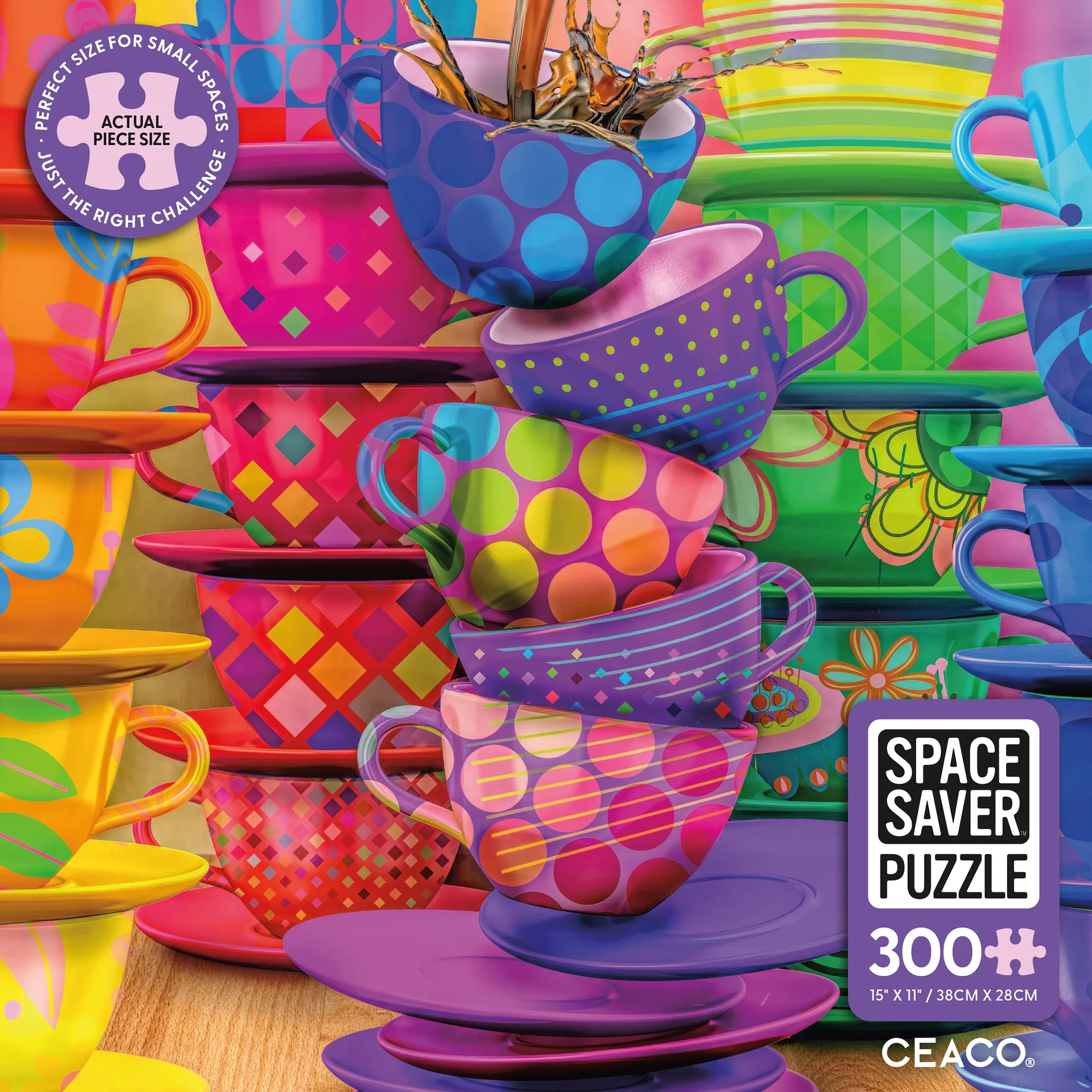 Space Savers- Rainbow Teacups- 300 Piece Puzzle