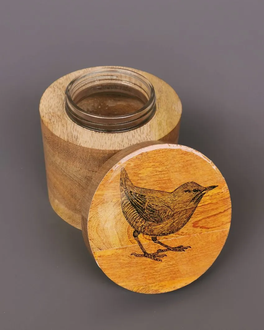 Sparrow Wooden Eco Friendly Jar | 250Ml | 3 x 4 inches