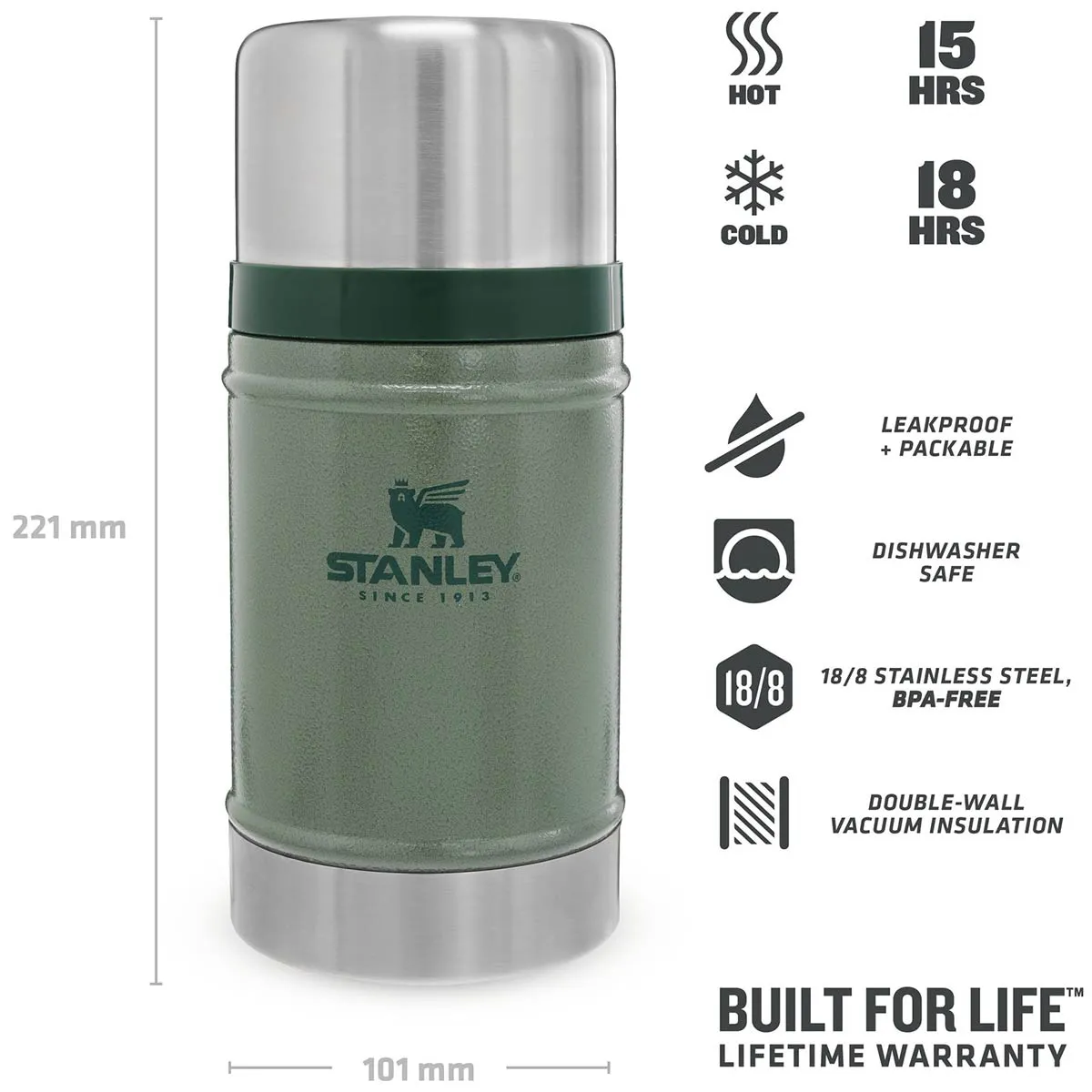 Stanley Classic Legendary Food Jar 700ml Hammertone Green