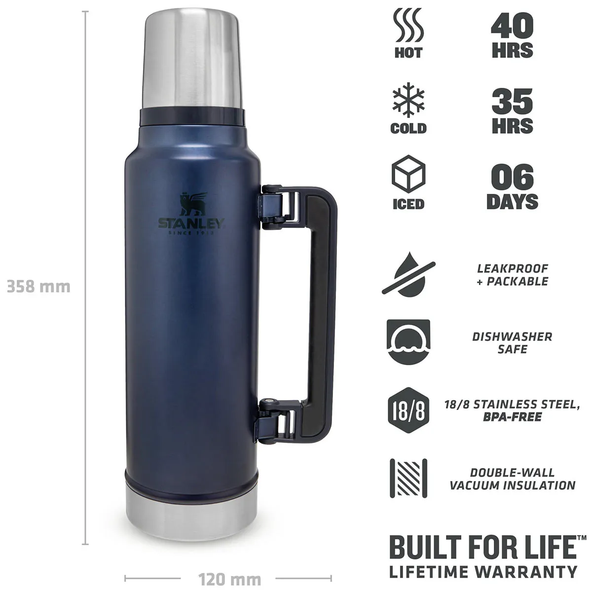 Stanley Classic Legendary Vacuum Thermos Flask 1.4L Nightfall
