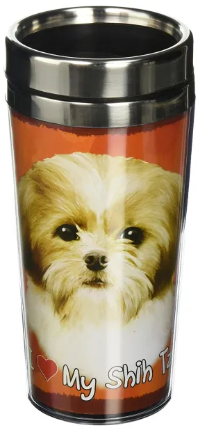 Tan Shih Tzu Thermos Travel Tumbler Mug