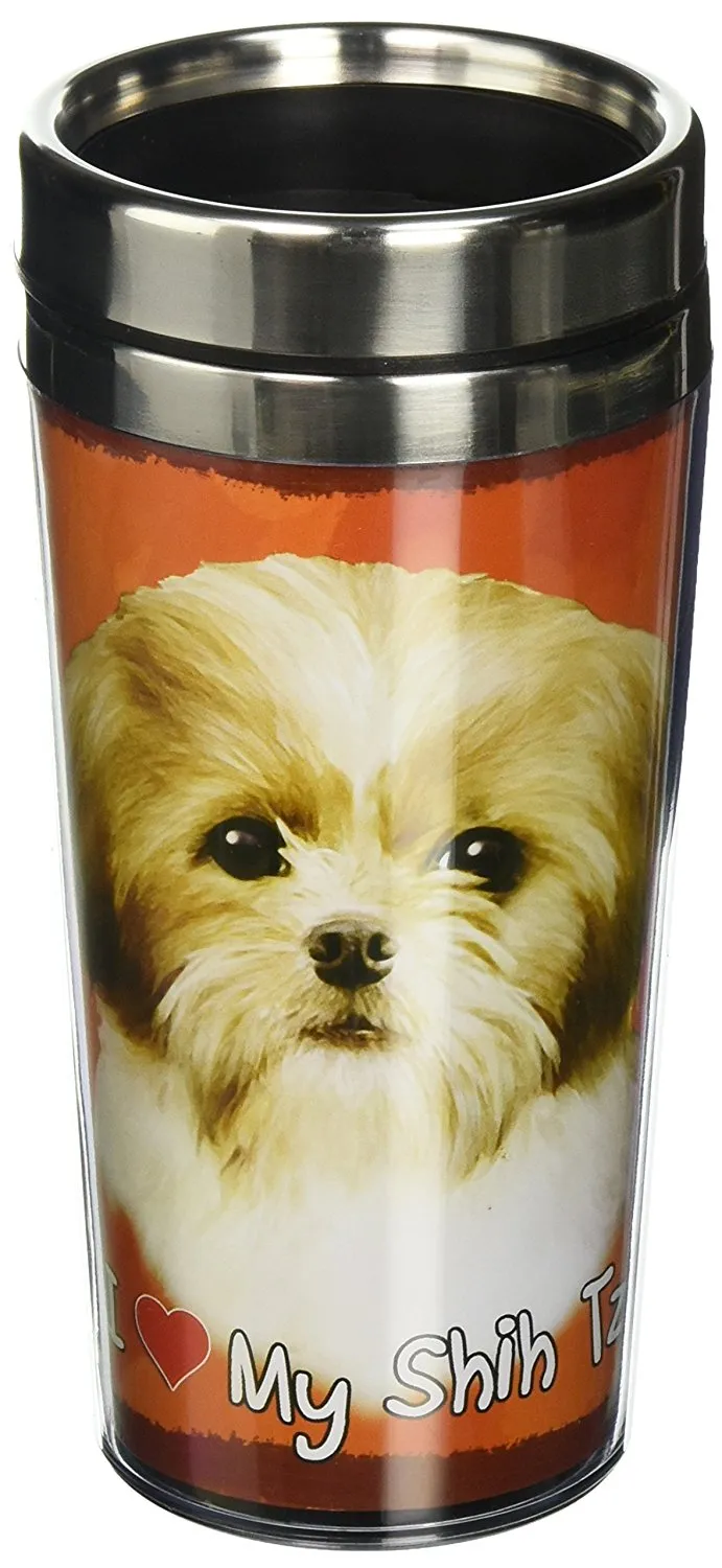 Tan Shih Tzu Thermos Travel Tumbler Mug