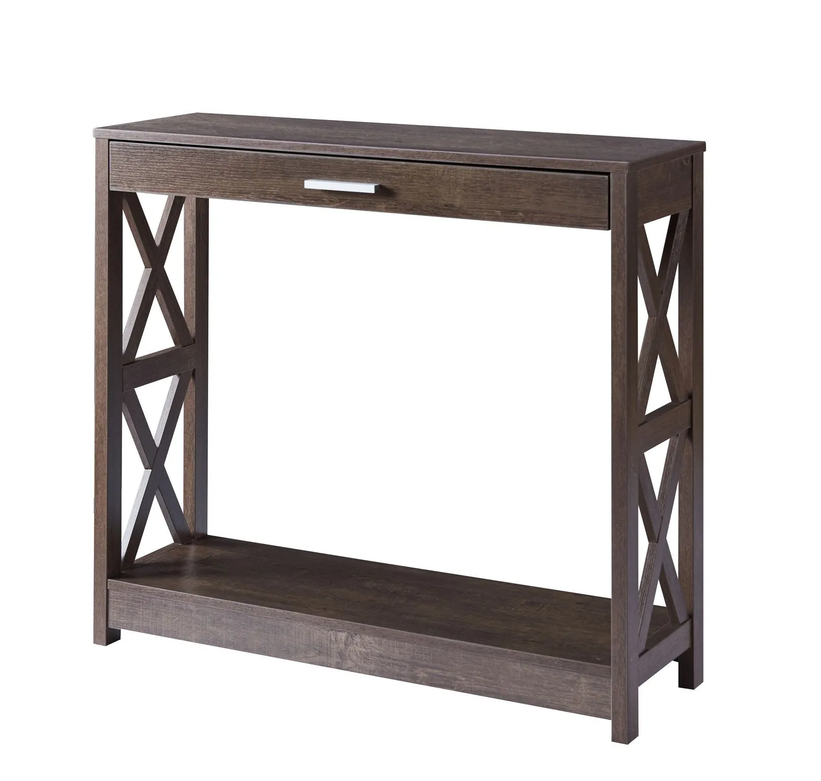 Walnut Oak Wood Storage Console Table- Model 18042B