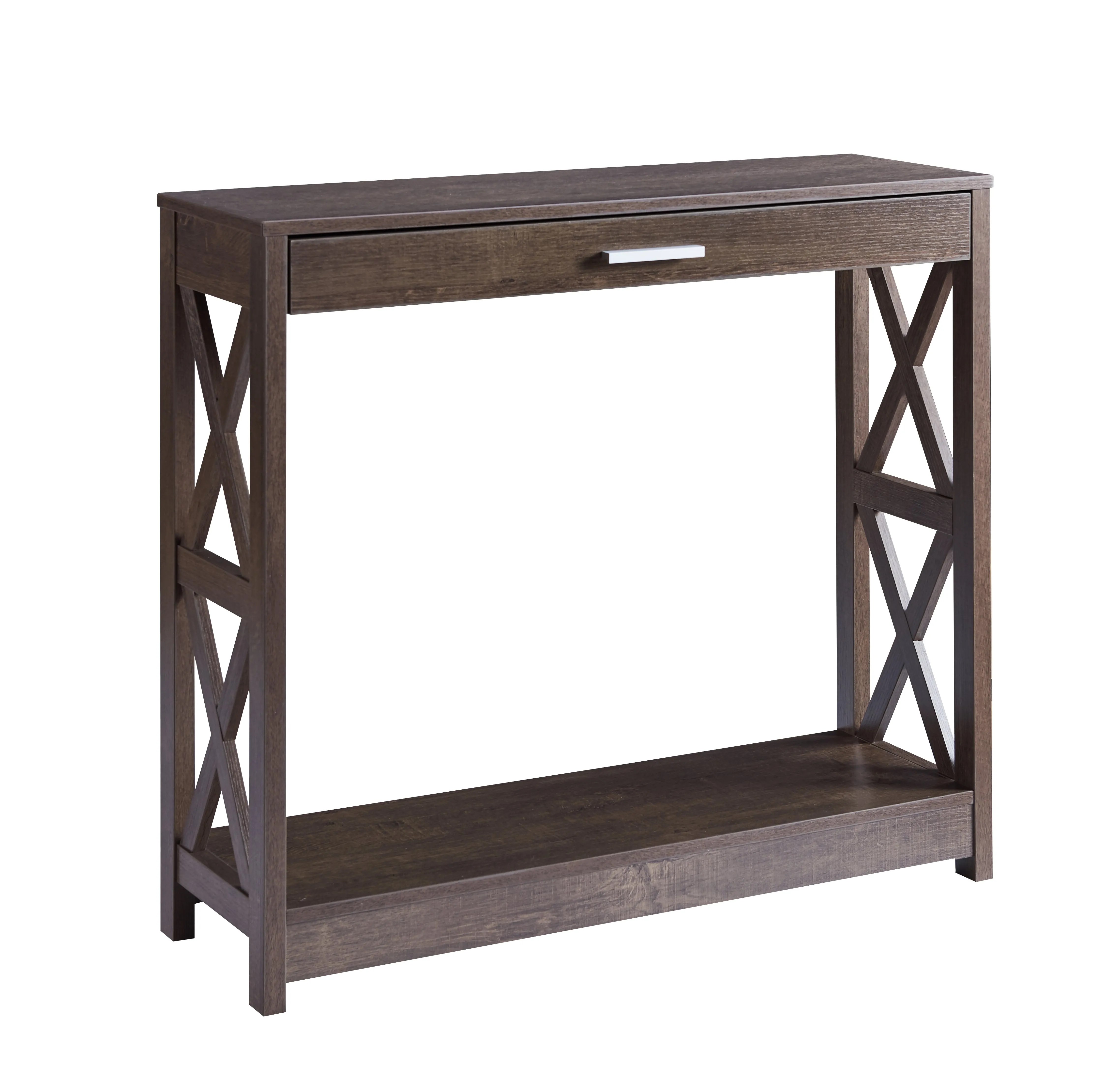 Walnut Oak Wood Storage Console Table- Model 18042B