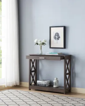 Walnut Oak Wood Storage Console Table- Model 18042B