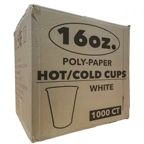 *WHOLESALE* 16 oz. - Disposable - White - Hot/Cold Cups  | 1000 ct.