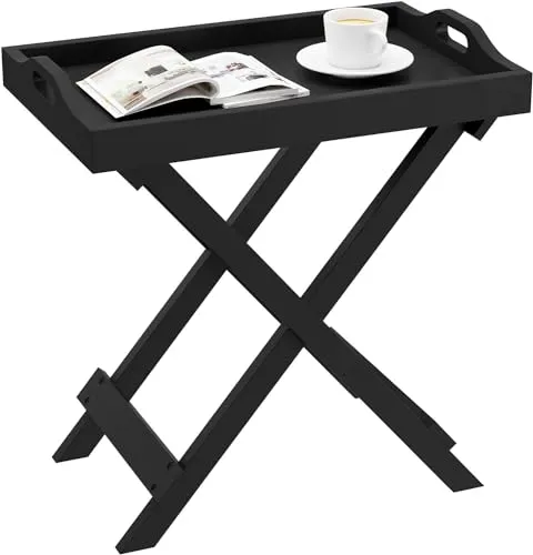 WIQOWEG Bed Side Table Living Room Sofa Side Coffee Table for Home | Engineered Wood End Table | Storage for Living Room (Black)