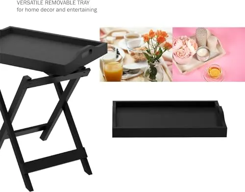 WIQOWEG Bed Side Table Living Room Sofa Side Coffee Table for Home | Engineered Wood End Table | Storage for Living Room (Black)