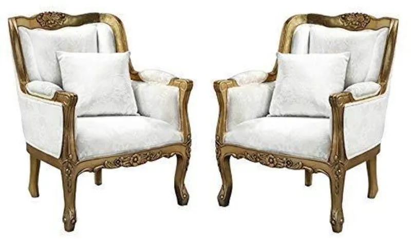 Wooden Twist Royal Look Teak Wood Armrest Sofa Chair (Set of 2)