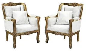 Wooden Twist Royal Look Teak Wood Armrest Sofa Chair (Set of 2)